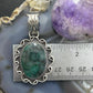 Sterling Silver Southwestern Style Oval Dark Emerald Decorated Pendant For Women