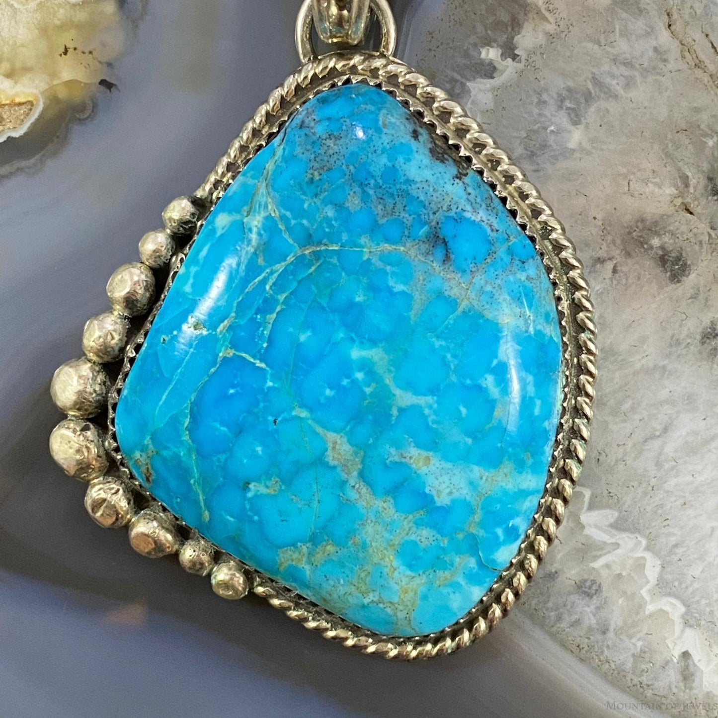 Daniel Etsitty Vintage Sterling Silver High Grade Turquoise Unisex Pendant
