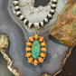 Sterling Silver Southwestern Spiny Oyster & Emerald Valley Turquoise Cluster Pendant For Women