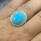 Native American Sterling Silver Oval Turquoise Shield Ring Size 10.5 For Men