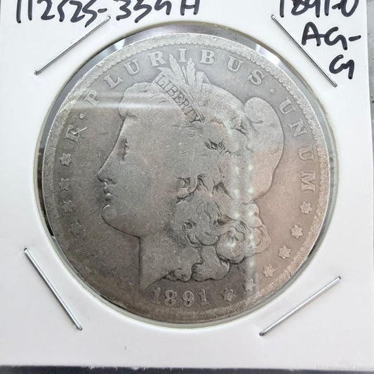 US 1891-O 90% Morgan Silver Dollar AG-G #112525-35GH