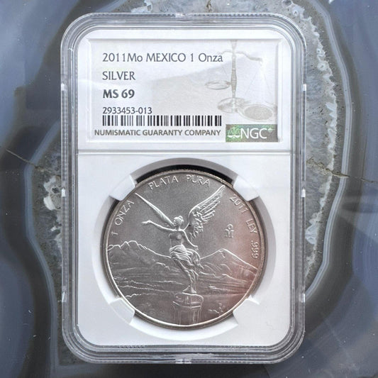 2011 Mexico One Ounce .999 Fine Silver NGC MS69 #013 SOME TONNING