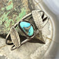 Vintage Native American Silver Leaf & Turquoise Split Shank Bracelet For Women