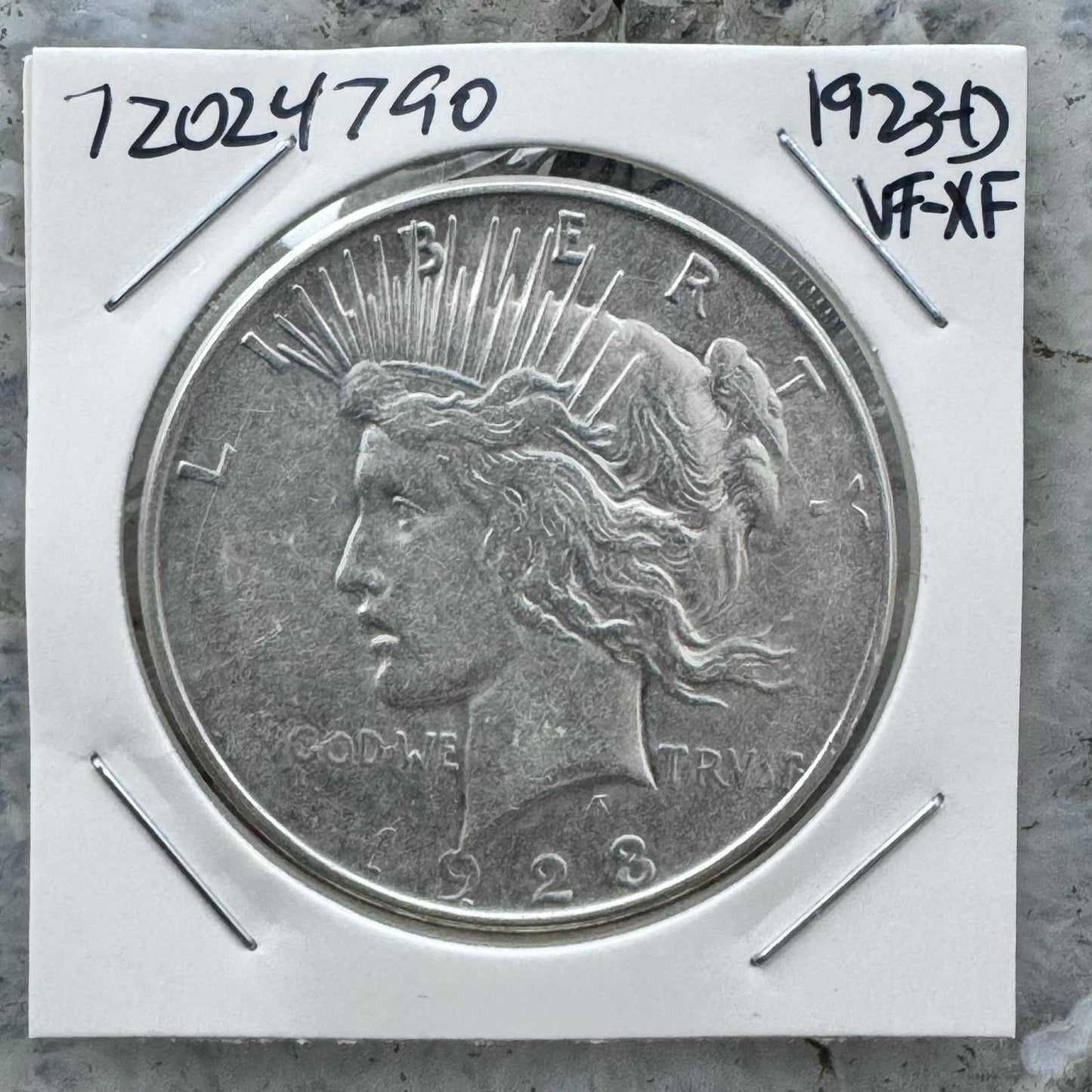 1923-D 90% US Peace Silver Dollar VF-XF #72024-7GO