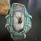 Vintage Native American Turquoise Disk Beads w/6 Carved Turquoise Claw Necklace For Women