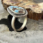 Sterling Silver Southwestern Style Teardrop Golden Hill Turquoise Adjustable Ring For Women