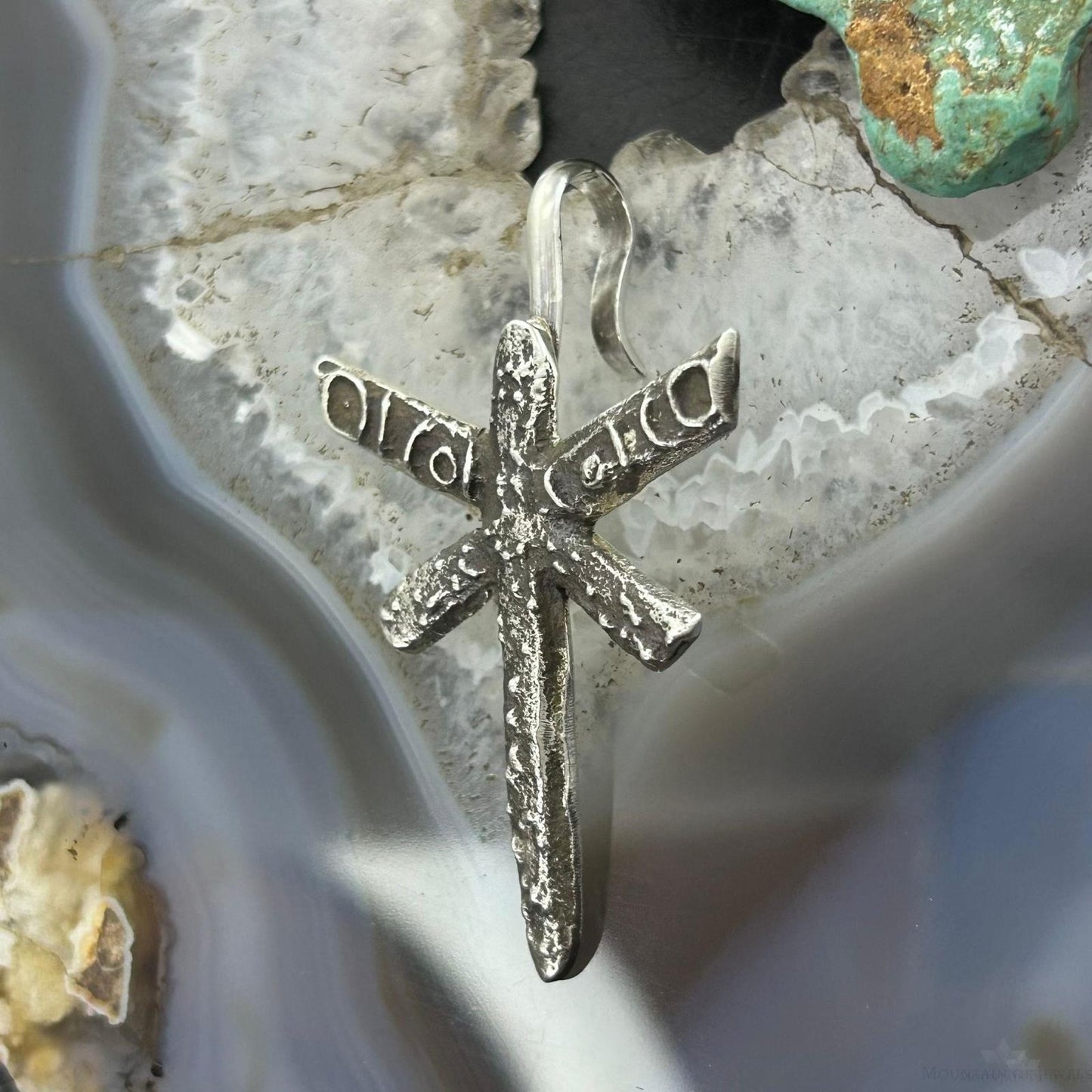 Cheyenne Custer Native American Sterling Silver Tufa Cast Dragonfly Unisex Pendant