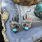 Alex Sanchez Sterling Silver Ancestors Hand Petroglyph W/Turquoise Dangle Earrings For Women #2