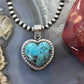 Sterling Silver Southwestern Style Chrysocolla Heart Decorated Pendant For Women