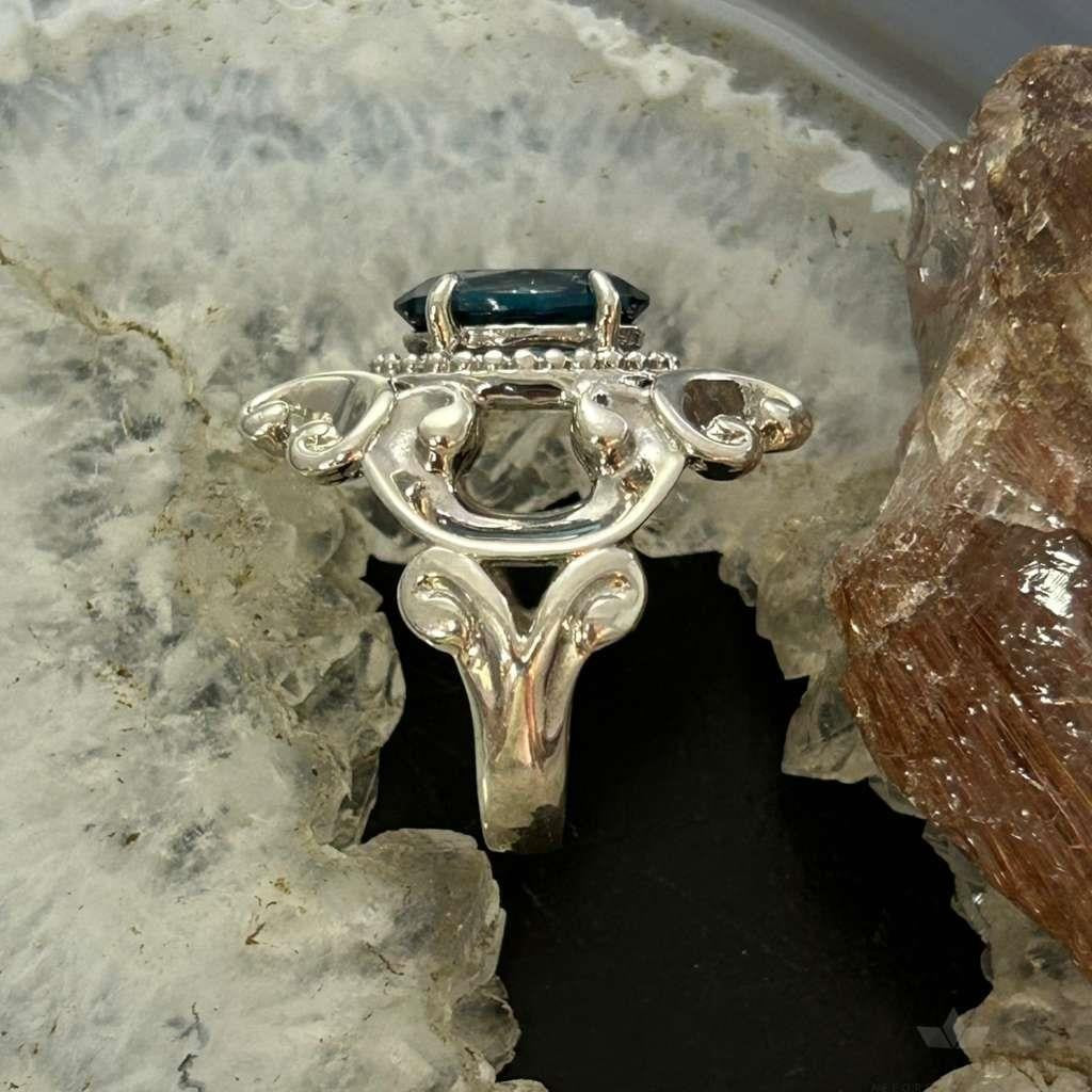 Carolyn Pollack Sterling Silver Faceted London Blue Topaz Decorated Ring For Women