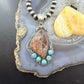 Sterling Silver Southwestern Style Dendritic Jasper & Turquoise Pendant For Women