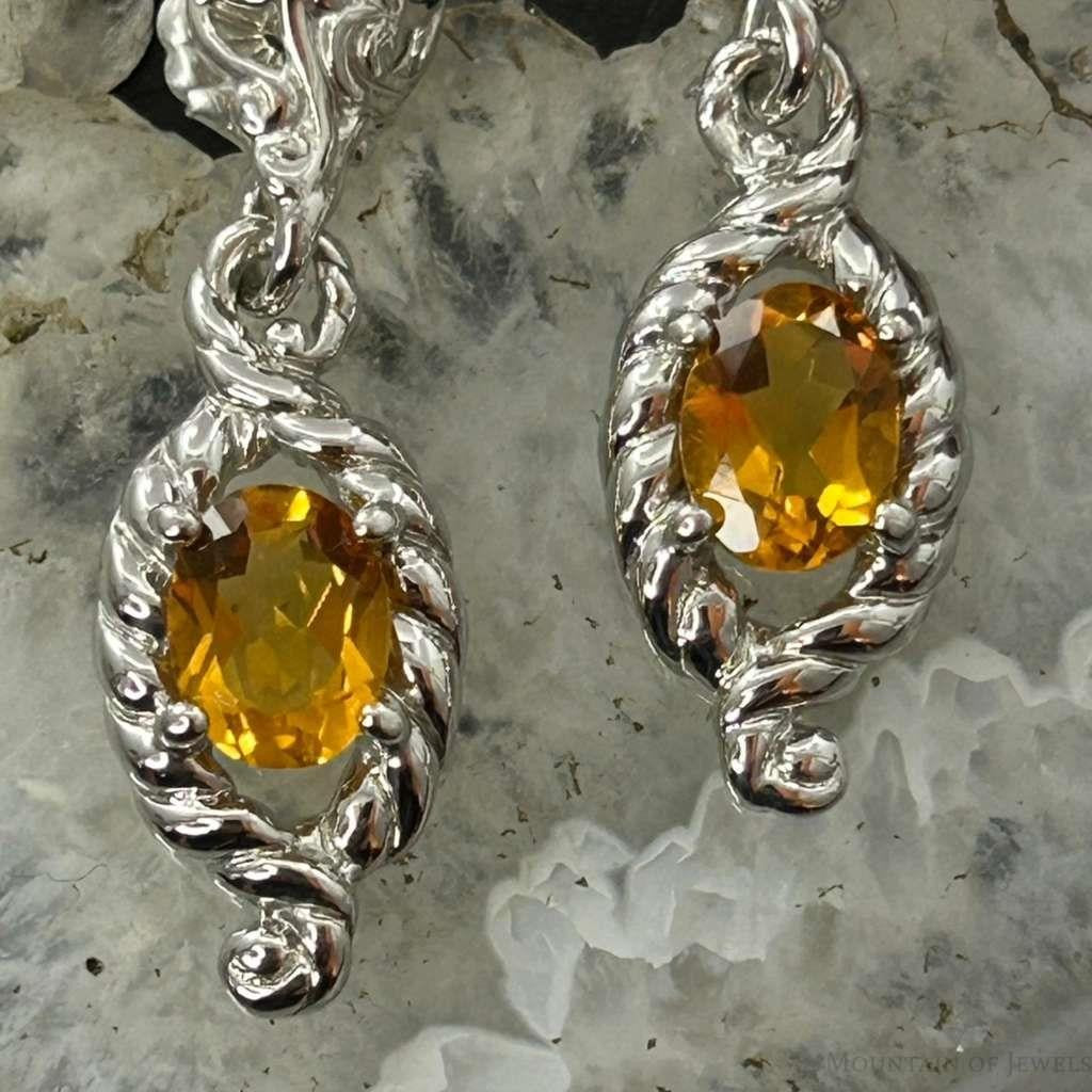 Carolyn Pollack Sterling Silver Faceted Citrine Dangle Earrings For Women