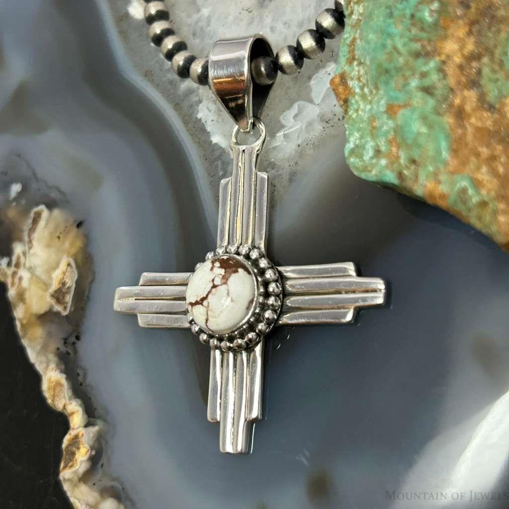 Sterling Silver Southwestern Style Round Wild Horse Unisex Zia Pendant #4