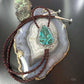 Sterling Silver Southwestern Style Large Azurite Malachite Decorated Bolo Tie For Men