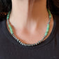 Sterling Silver Southwestern Style Green Turquoise Beads & Starling Beads 20" Necklace For Women