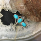 Carolyn Pollack Southwestern Style Sterling Silver 3 Sleeping Beauty Turquoise Decorated Ring For Women