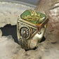 Carolyn Pollack Southwestern Style Sterling Silver Green Turquoise Chip Inlay Eagle Ring For Men