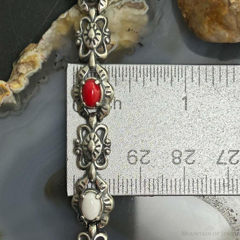 Carolyn Pollack Sterling Oval Lapis, Coral, White Jasper Link Bracelet For Women