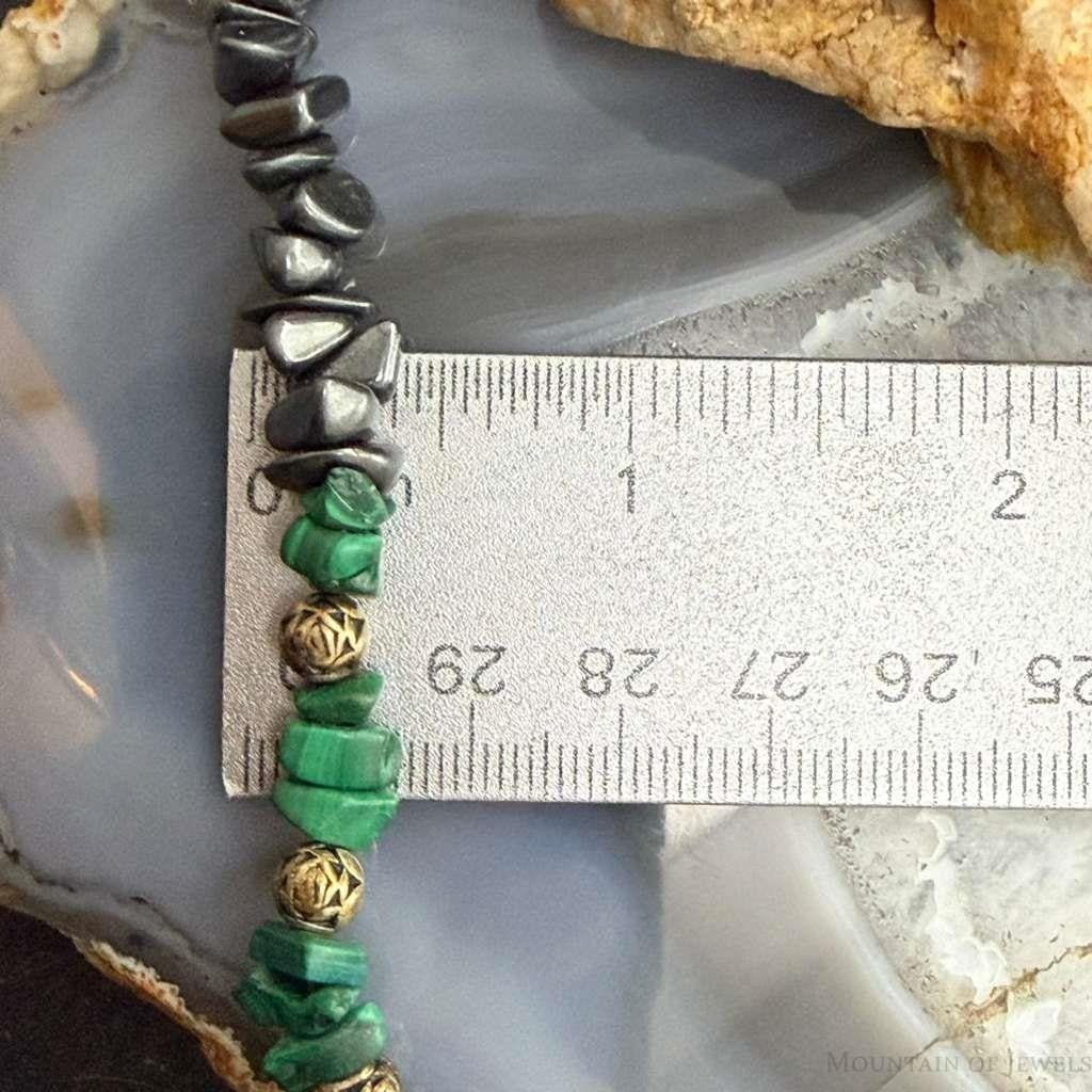 Sterling Silver Hematite & Malachite Beaded 18" Necklace For Women
