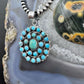 Sterling Silver Southwestern Style Rounded Turquoise Round Cluster Pendant For Women