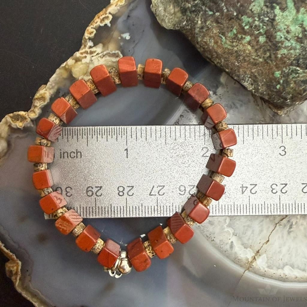 Carolyn Pollack Sterling Silver Rectangle Red Jasper Stretch Bracelet For Women