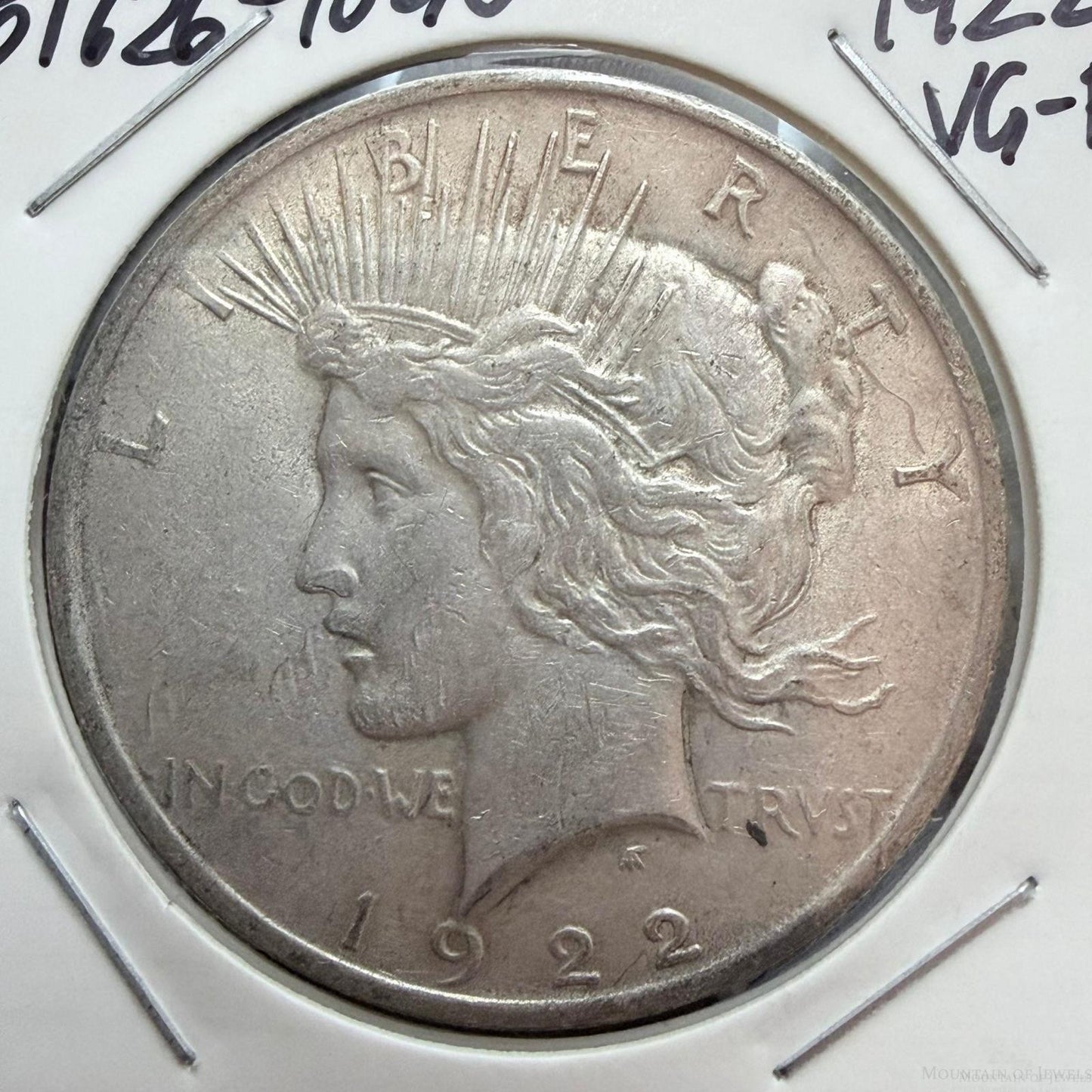 1922 US 90% Peace Silver Dollar VG-F #51626-10GU