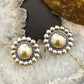 Native American Sterling Silver Round Dome Decorated Stud Earrings For Women #1