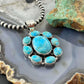 Sterling Silver Southwestern Style Mohave Turquoise Cluster Pendant For Women #1