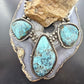 Vintage Silver Native American Large Blue Diamond Turquoise Necklace For Women