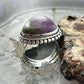 Sterling Silver Southwestern Style Teardrop Stichtite Decorated Ring Size 6.75 For Women