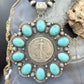Genuine 1941 90% Silver Walking Liberty Half Dollar Coin w/Turquoise Unisex Pendant