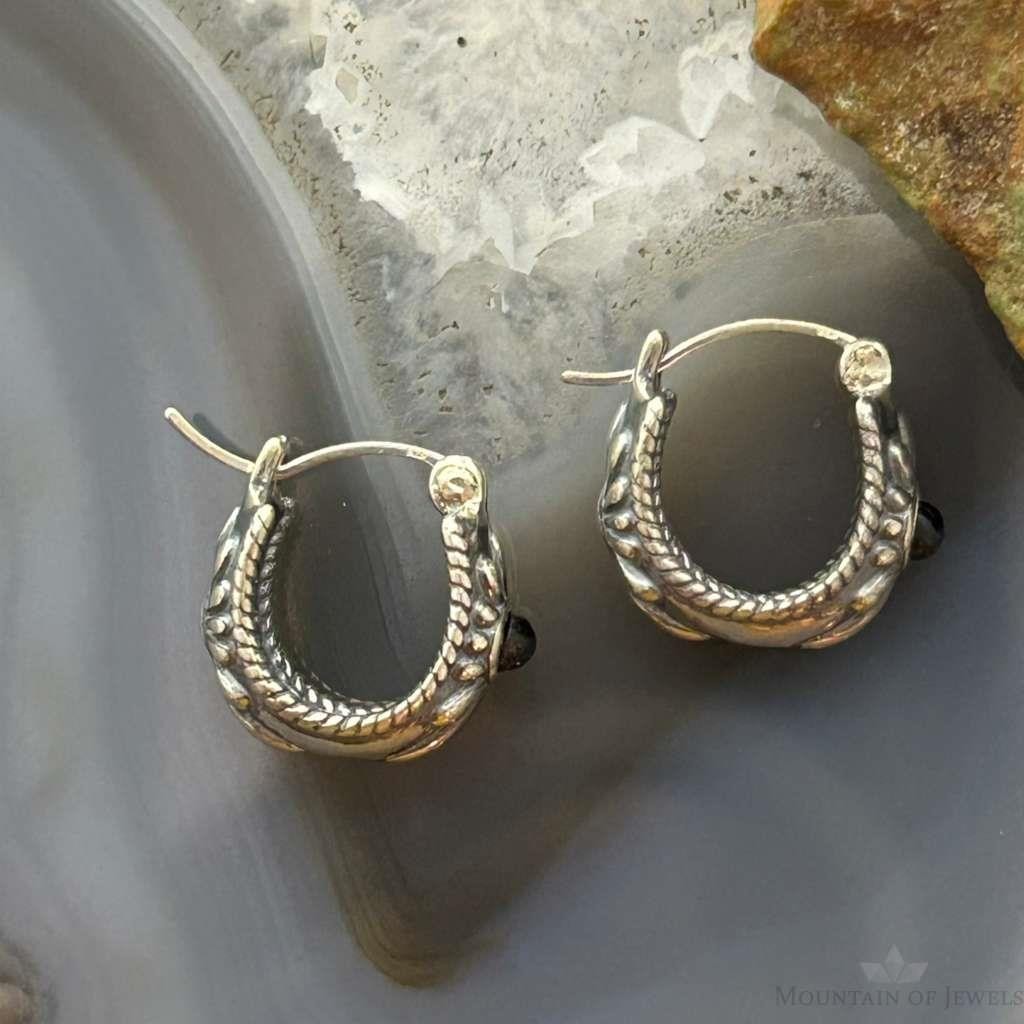 Carolyn Pollack Sterling Silver Round Onyx Hoop Earrings For Women