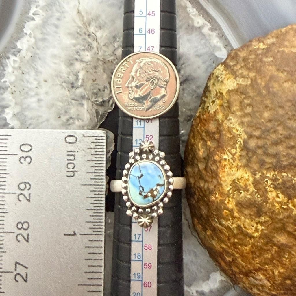 Sterling Silver Southwestern Style Golden Hill Turquoise Adjustable Ring For Women