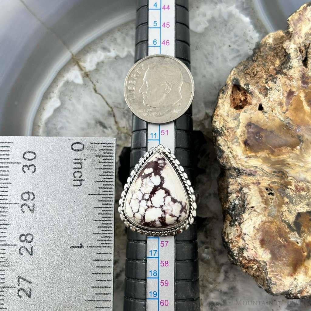 Sterling Silver Southwestern Style Teardrop Wild Horse Decorated Ring Size 7 For Women