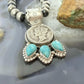 Genuine 1935 Silver 90% Silver Mercury Dime Coin Mohave Turquoise Unisex Sterling Silver Pendant