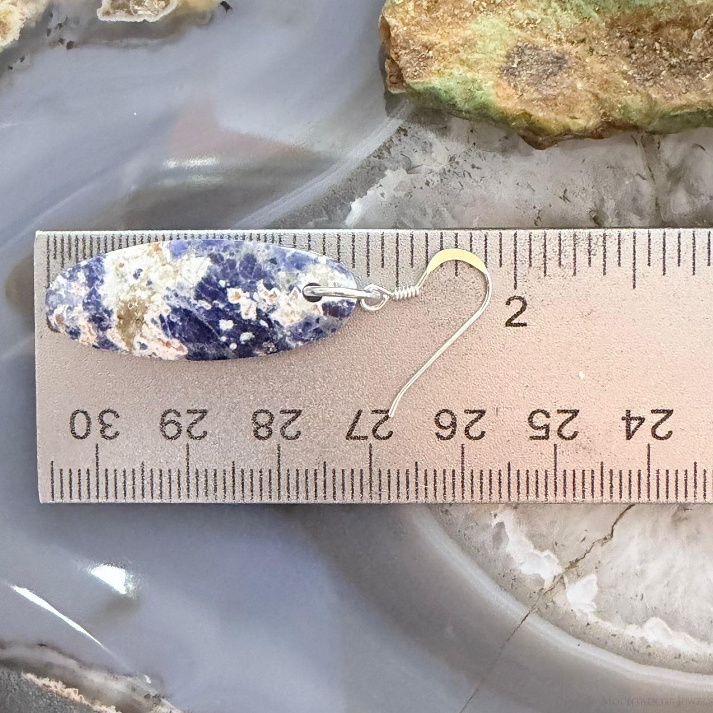 Sterling Silver Oval Sodalite Slab Dangle Earrings For Women #503