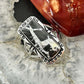 Native American Sterling Silver Rectangle White Buffalo Bar Ring Size 7.5 For Women