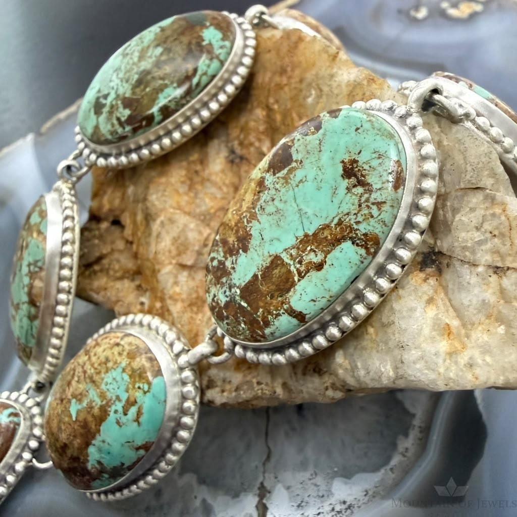 Sterling Silver Southwestern Style Montezuma Turquoise Lariat Necklace For Women