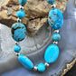 Carolyn Pollack Sterling Silver Flat Oval Turquoise Adjustable Beaded Necklace For Women