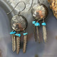 Vintage Native American Silver Turquoise w/Feather Dangle Earrings For Women