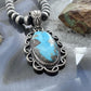 Sterling Silver Southwestern Style Elongated Oval Matrix Turquoise Pendant For Women