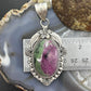 Sterling Silver Southwestern Style Oval Ruby Zoisite Pendant For Women