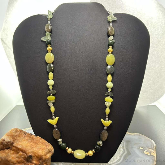 Carolyn Pollack Sterling Silver Serpentine & Prehnite Bead Necklace For Women