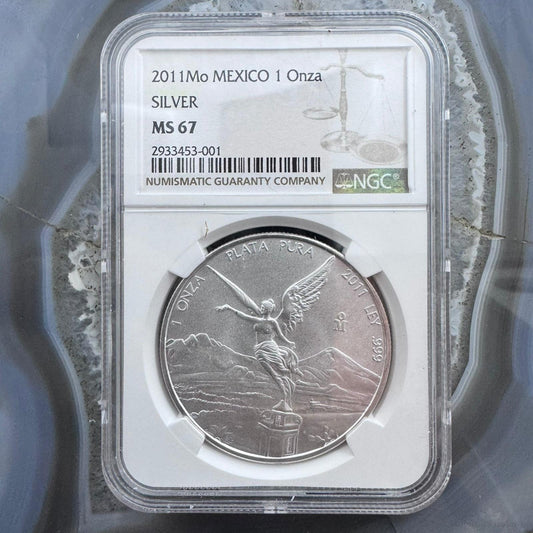 2011 Mexico One Ounce .999 Fine Silver NGC MS67 #001