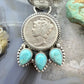 Genuine 1943 90% Silver Mercury Dime Coin w/Teardrop Turquoise Decorated Pendant