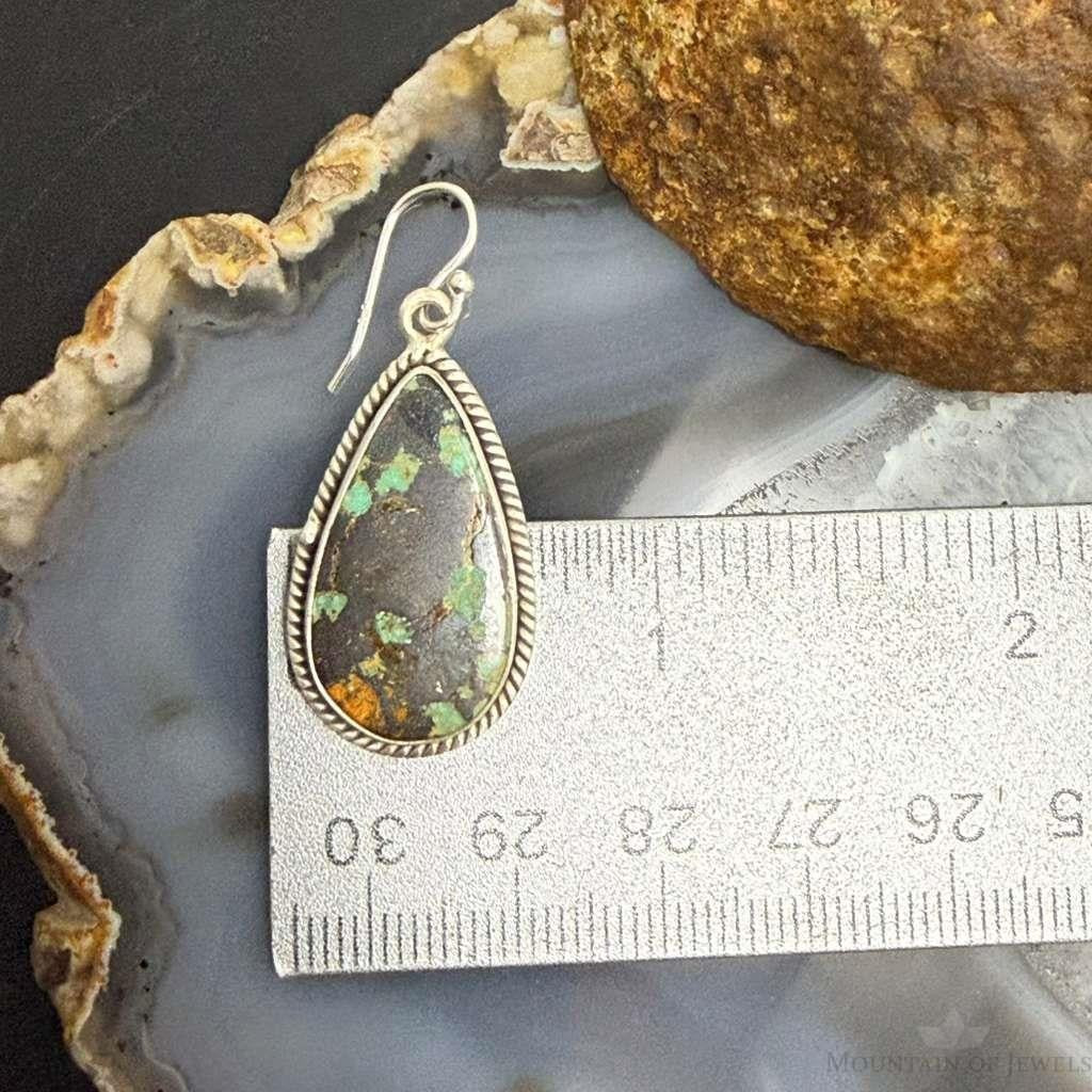 Sterling Silver Southwestern Style Teardrop Turquoise Dangle Earrings For Women
