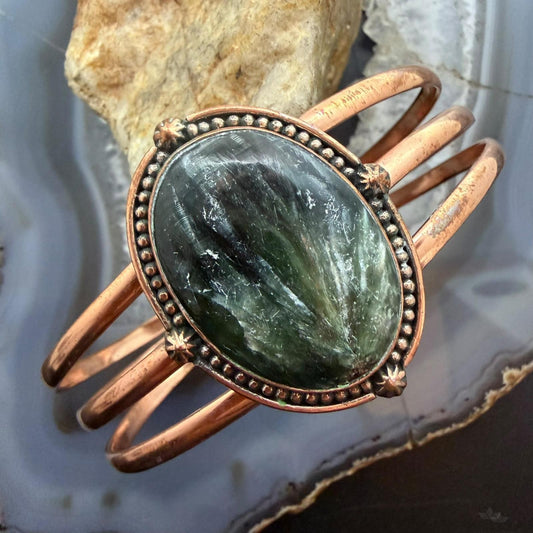 Copper Southwestern Style Oval Serpentine Decorated Bracelet For Women