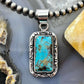 Native American Sterling Silver Rectangle Turquoise Decorated Pendant For Women