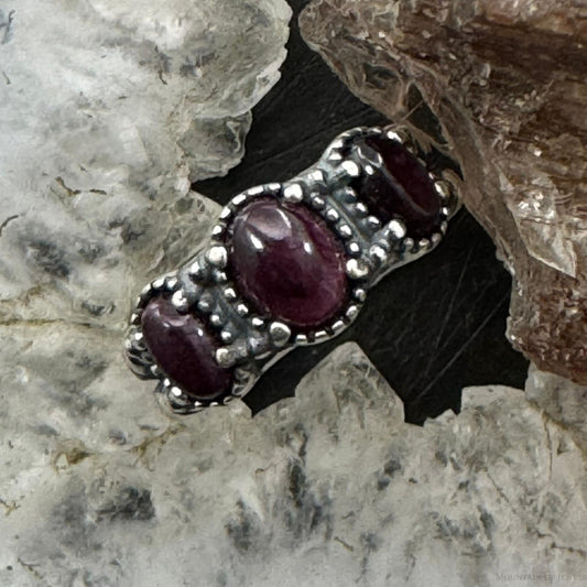 Carolyn Pollack Sterling Silver 3 Oval Deep Purple spiny Oyster Ring For Women