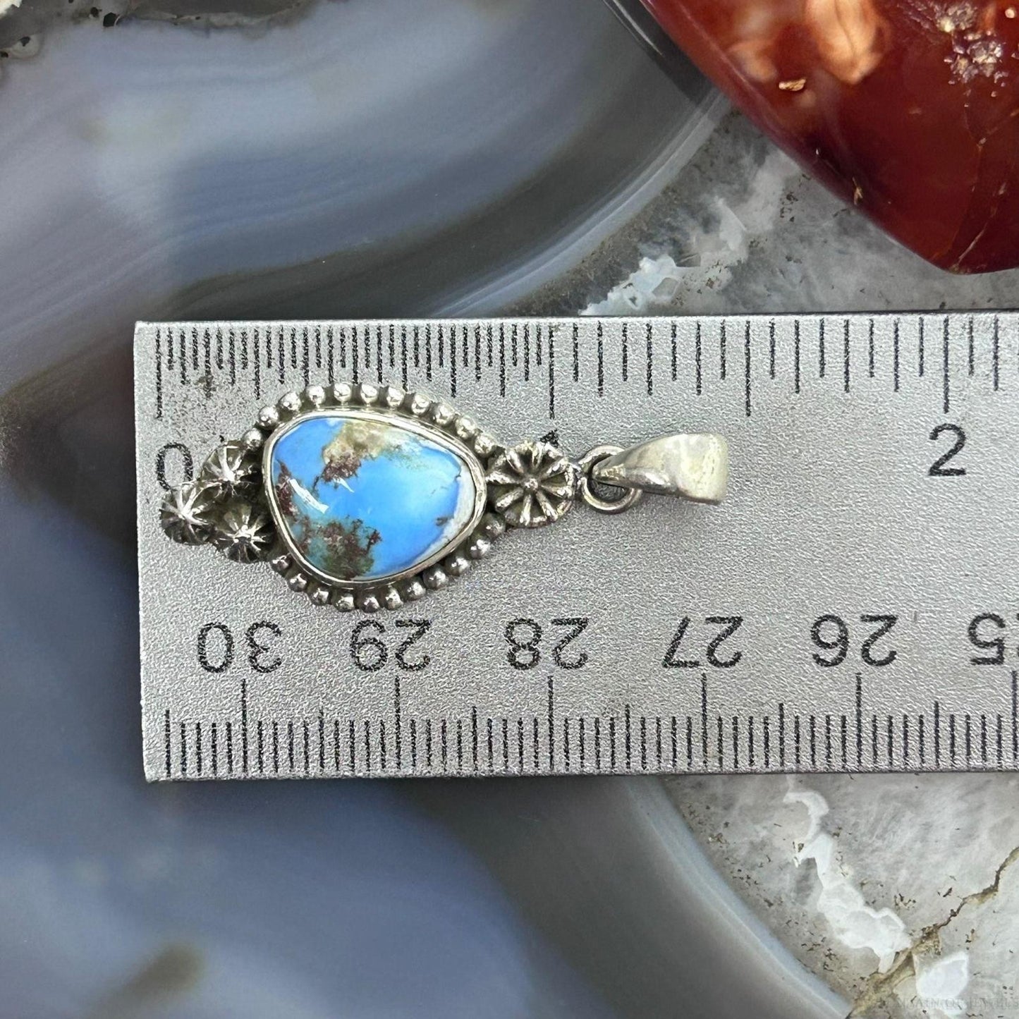 Sterling Silver Southwestern Style Golden Hill Turquoise Decorated Pendant For Women